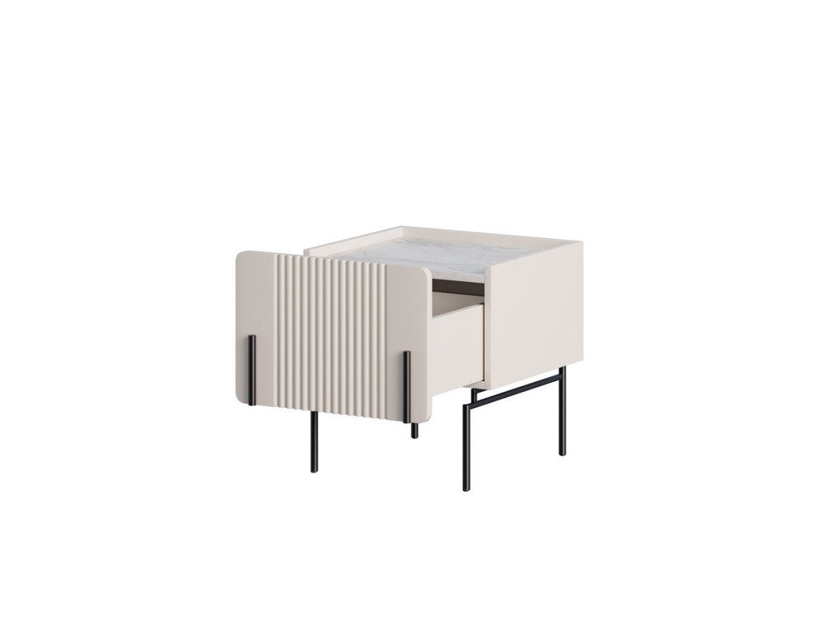 Table de chevet 1 tiroir MATHILDE pieds noir beige — vue 5
