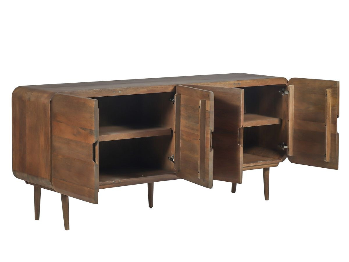 Buffet 4 portes 180 cm BRUNE bois massif de manguier