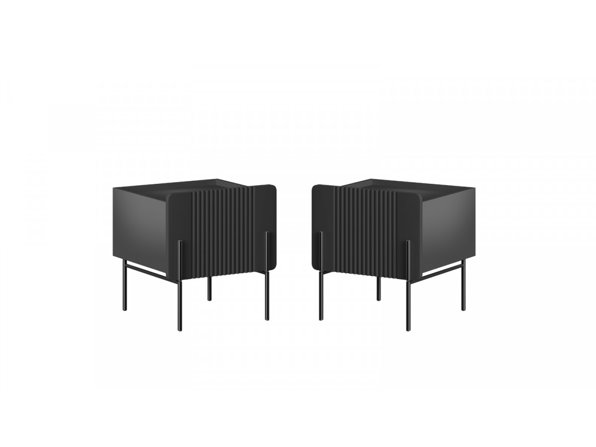 Lot de 2 chevets 1 tiroir MATHILDE pieds noir noir — vue 4