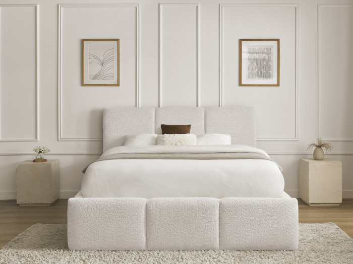 Lit coffre ELYA tissu bouclette