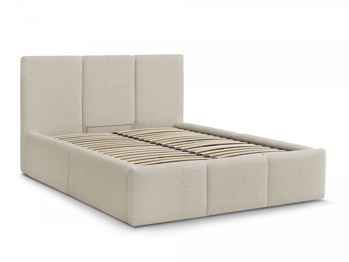Lit coffre ELYA tissu bouclette