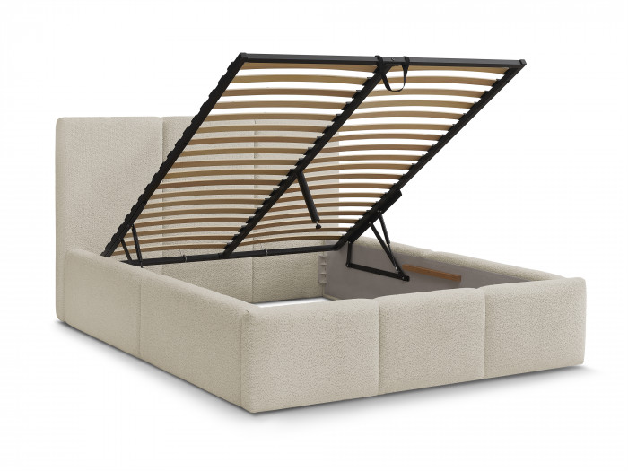 Lit coffre ELYA tissu bouclette