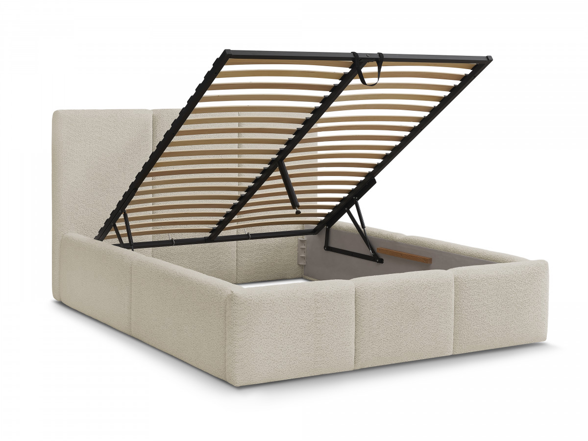 Lit coffre ELYA tissu bouclette