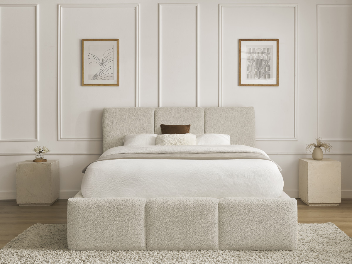 Lit coffre ELYA bouclette beige — vue 5