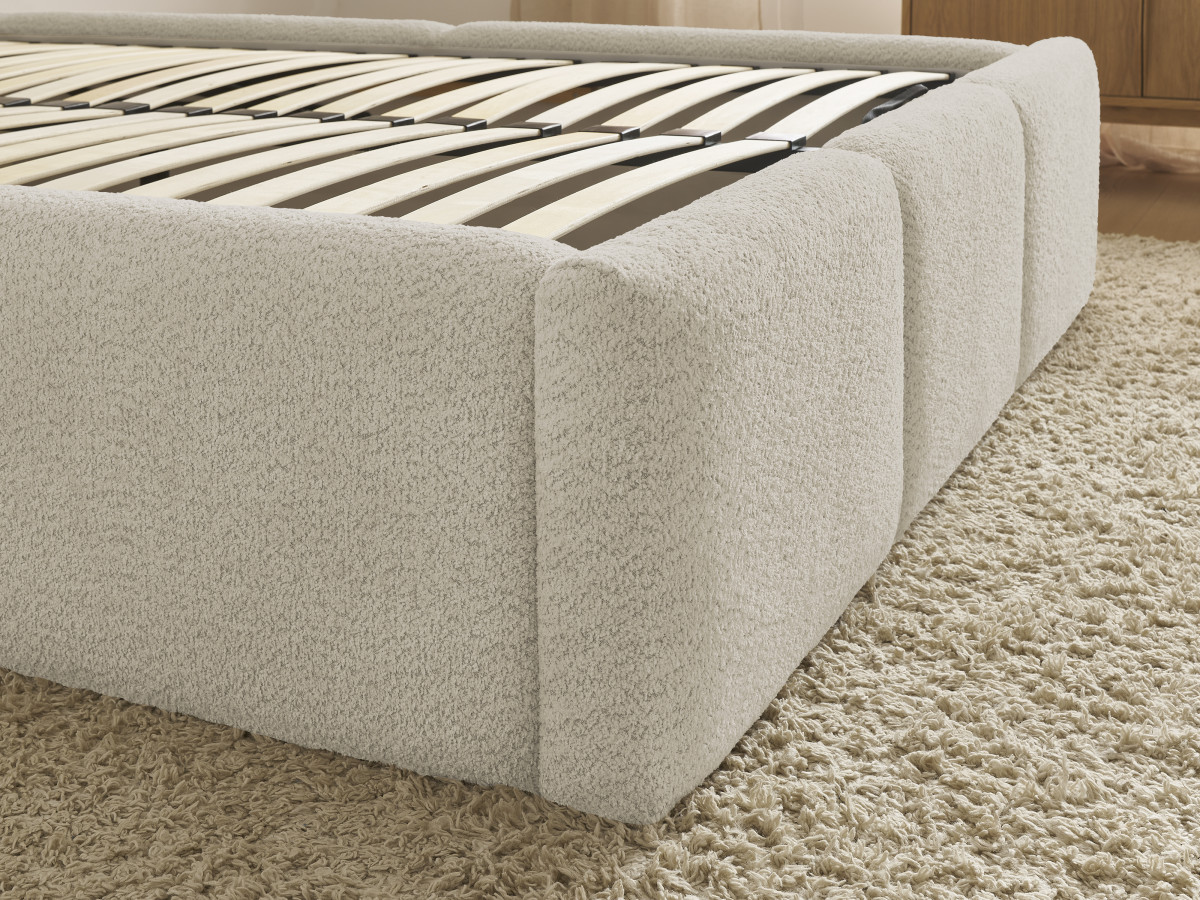 Lit coffre ELYA tissu bouclette