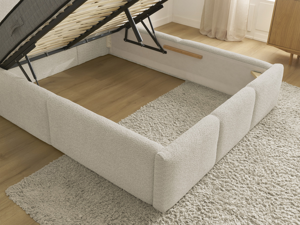 Lit coffre ELYA tissu bouclette