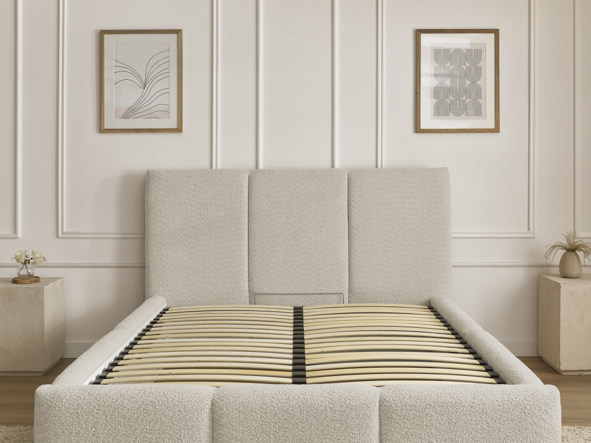 Lit coffre ELYA tissu bouclette
