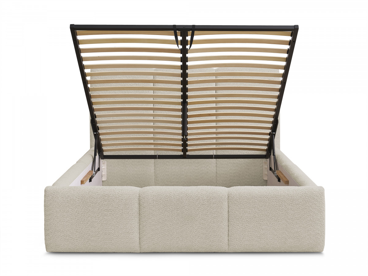 Lit coffre ELYA tissu bouclette