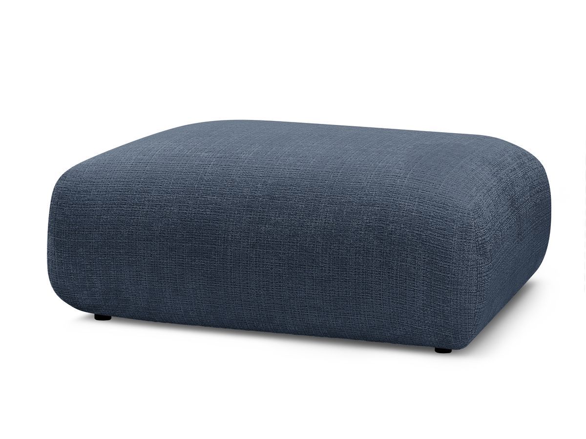 petit pouf pour canapé modulable sirius tissu texturé de couleur bleu foncé