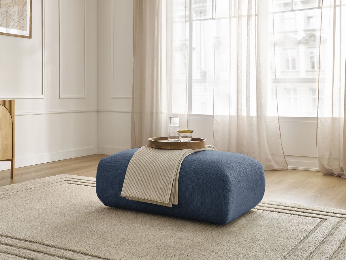 Petit pouf pour canapé modulable SIRIUS texturé bleu foncé
