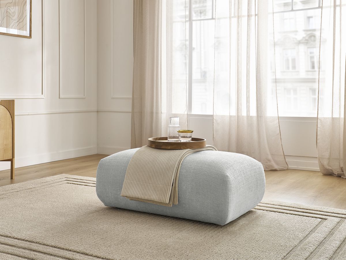 Petit pouf pour canapé modulable SIRIUS texturé gris clair