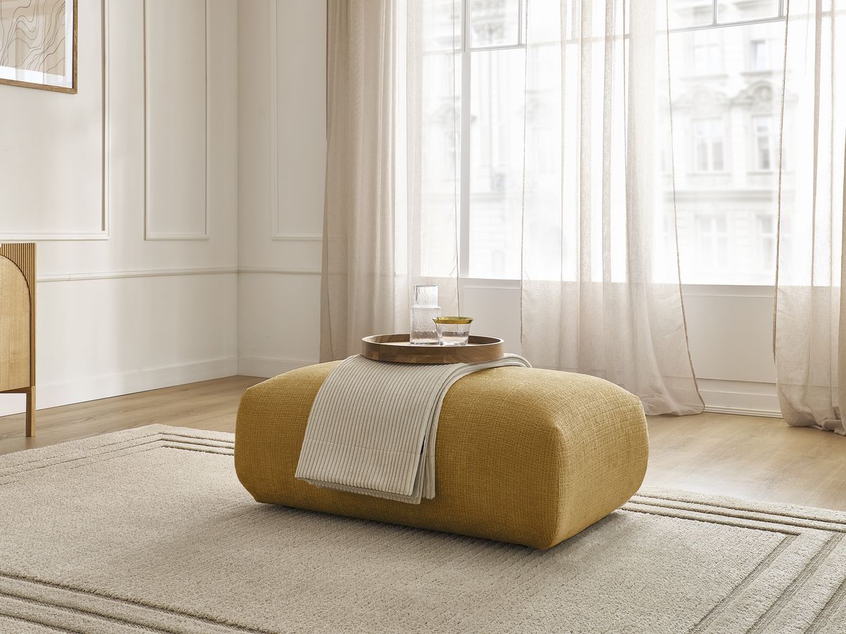 Petit pouf pour canapé modulable SIRIUS texturé jaune