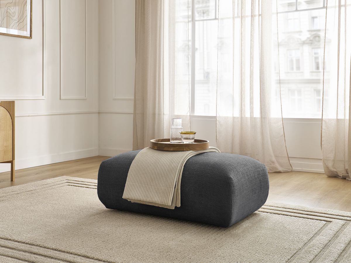 Petit pouf pour canapé modulable SIRIUS tissu texturé