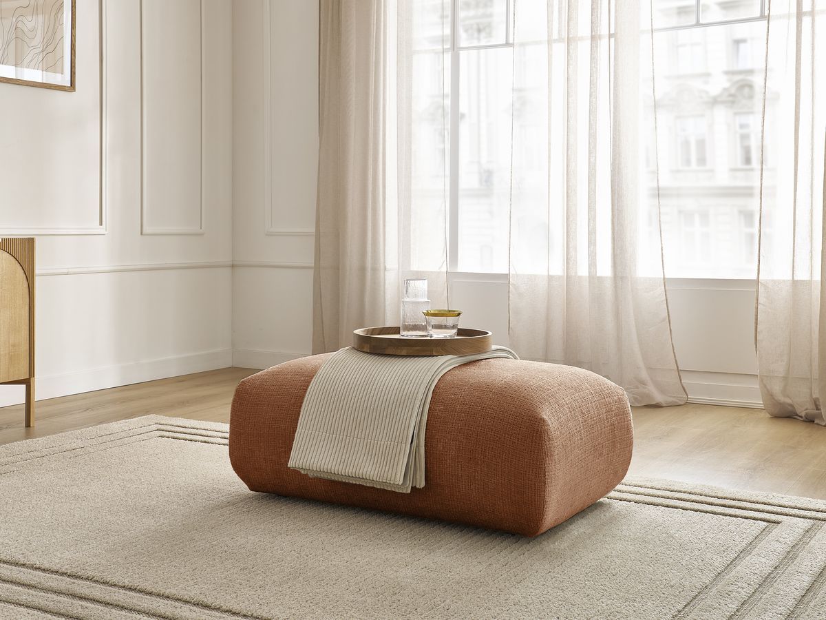 Petit pouf pour canapé modulable SIRIUS texturé orange