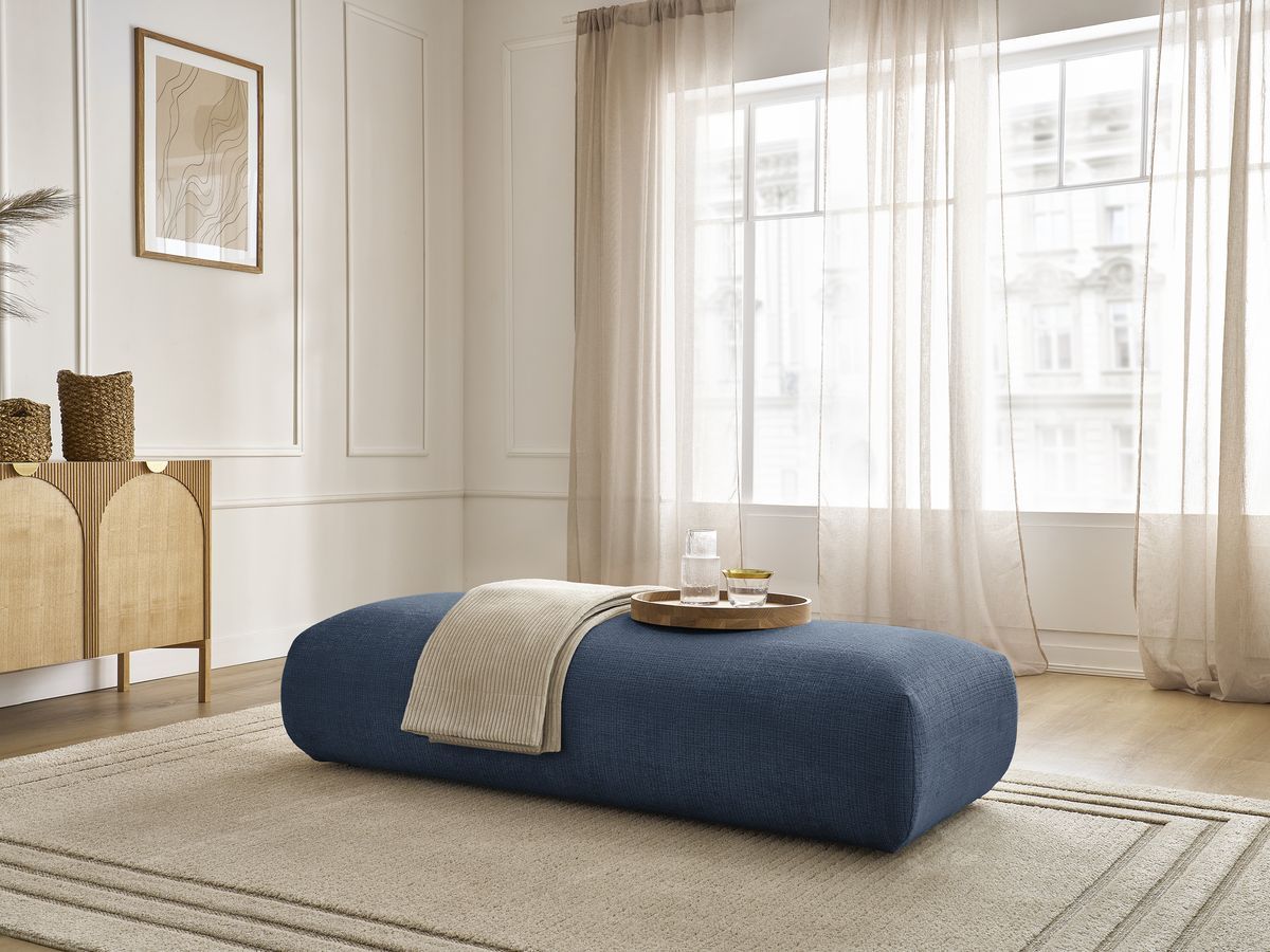 Grand pouf pour canapé modulable SIRIUS texturé bleu foncé
