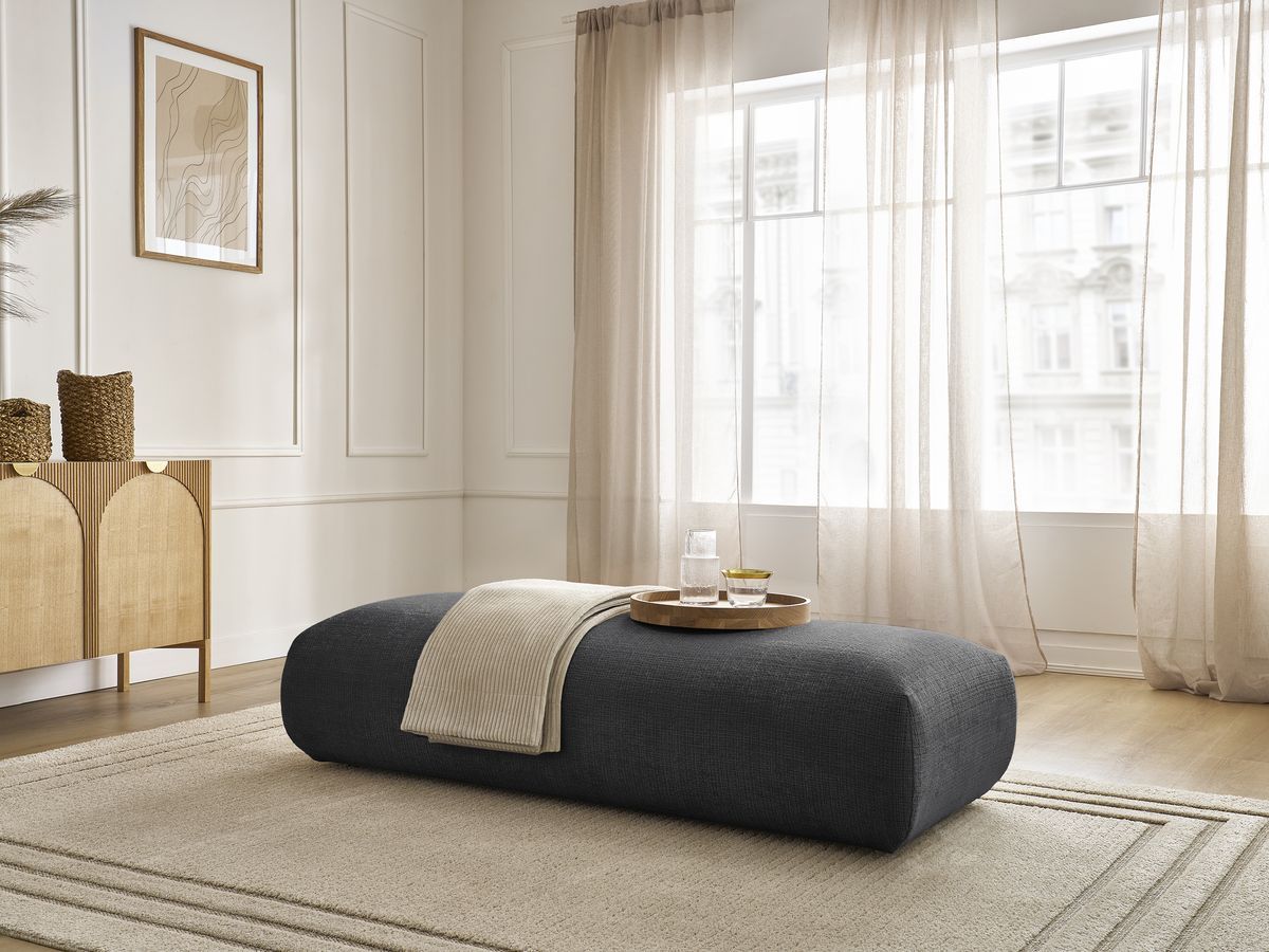 Grand pouf pour canapé modulable SIRIUS texturé noir