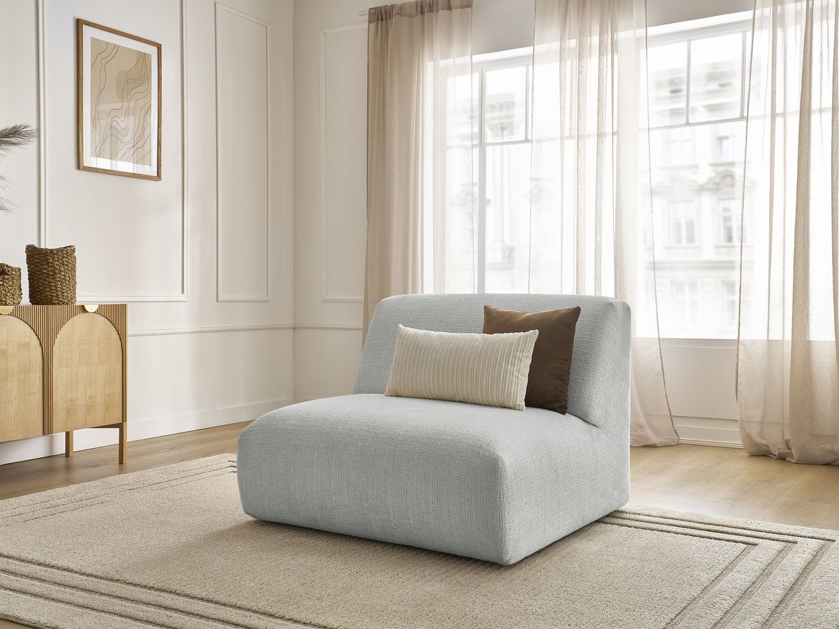Chauffeuse 1 place pour canapé modulable SIRIUS texturé gris clair