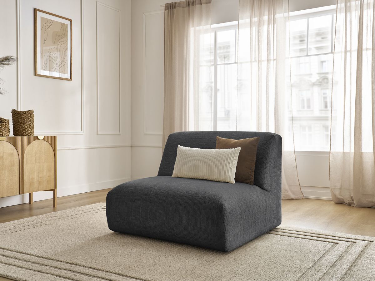 Chauffeuse 1 place pour canapé modulable SIRIUS texturé noir