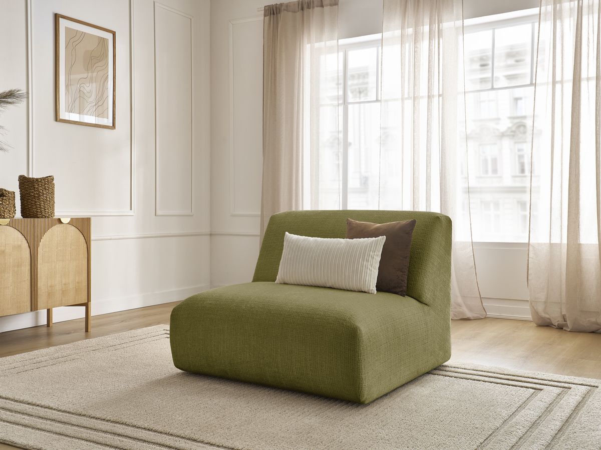 Chauffeuse 1 place pour canapé modulable SIRIUS texturé vert
