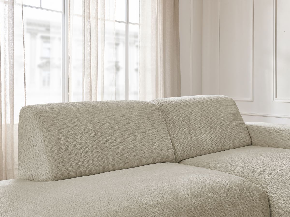 Canapé d'angle fixe modulable SIRIUS tissu texturé avec 1 chauffeuse