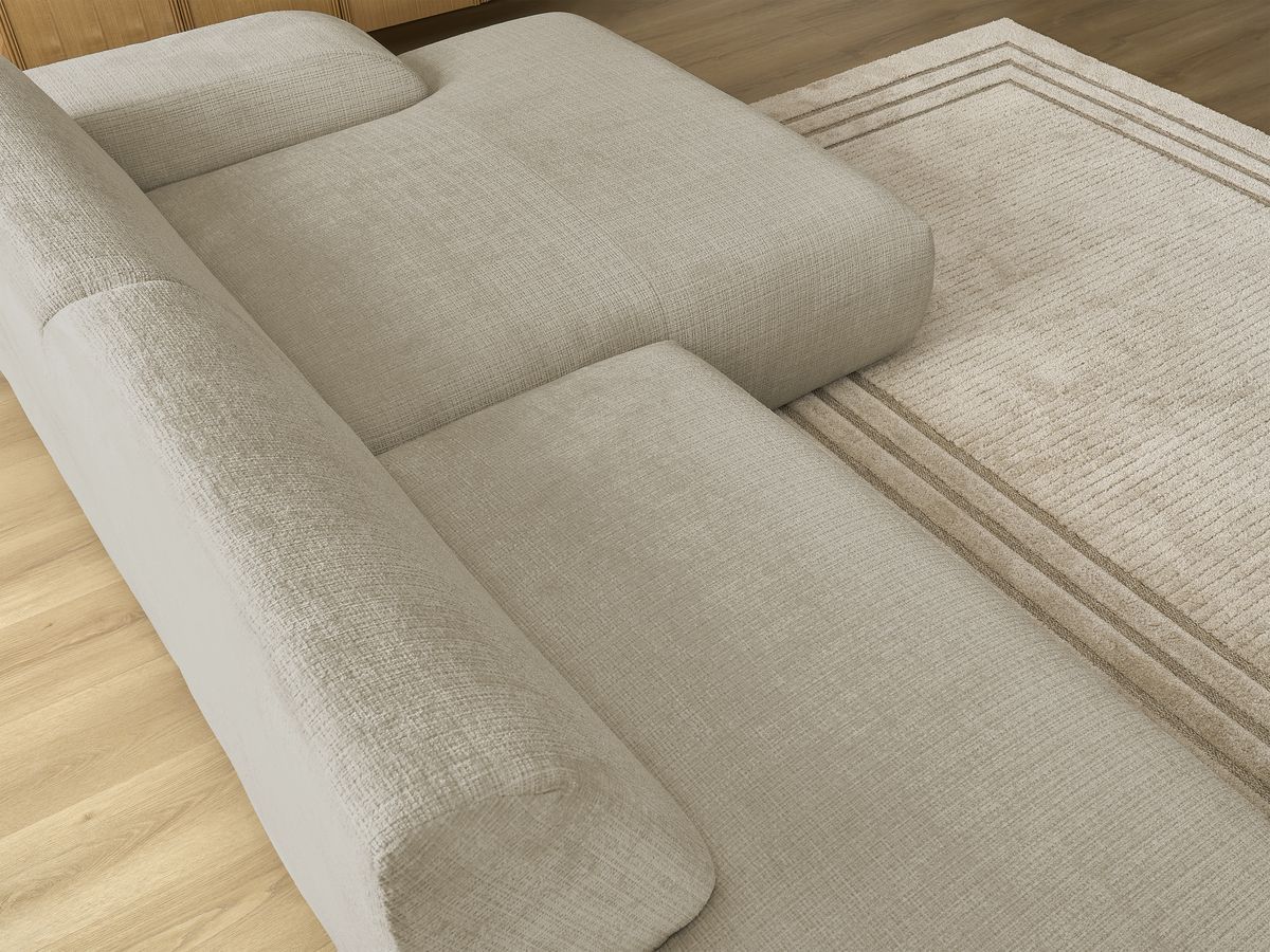 Canapé d'angle fixe modulable SIRIUS tissu texturé avec 1 chauffeuse