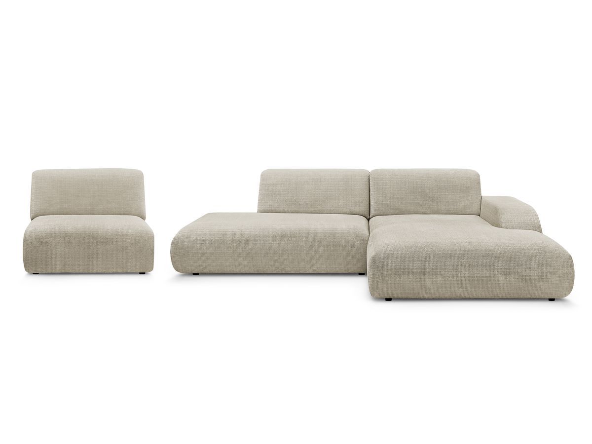 Canapé d'angle fixe modulable SIRIUS tissu texturé avec 1 chauffeuse