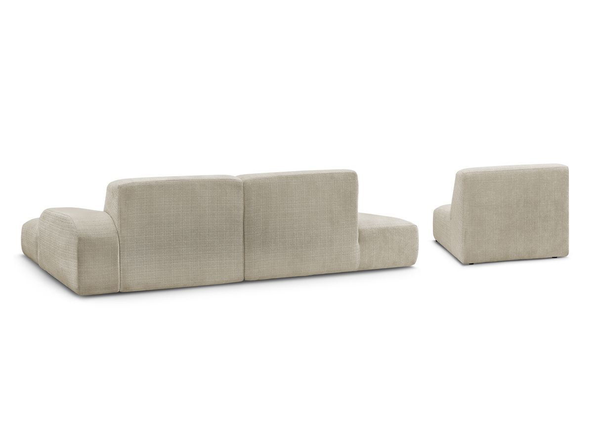 Canapé d'angle fixe modulable SIRIUS tissu texturé avec 1 chauffeuse