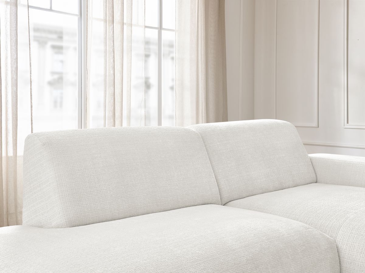 Canapé d'angle fixe modulable SIRIUS tissu texturé avec 1 chauffeuse