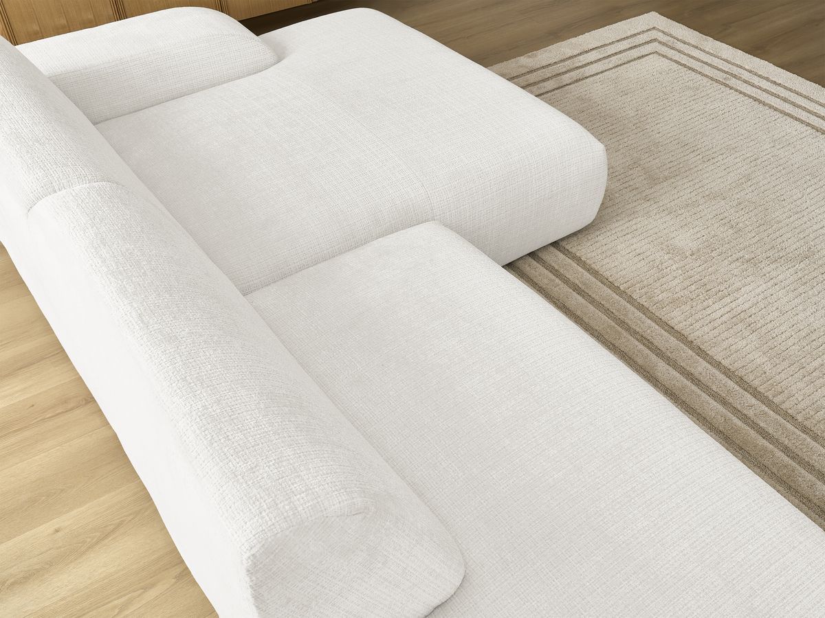 Canapé d'angle fixe modulable SIRIUS tissu texturé avec 1 chauffeuse
