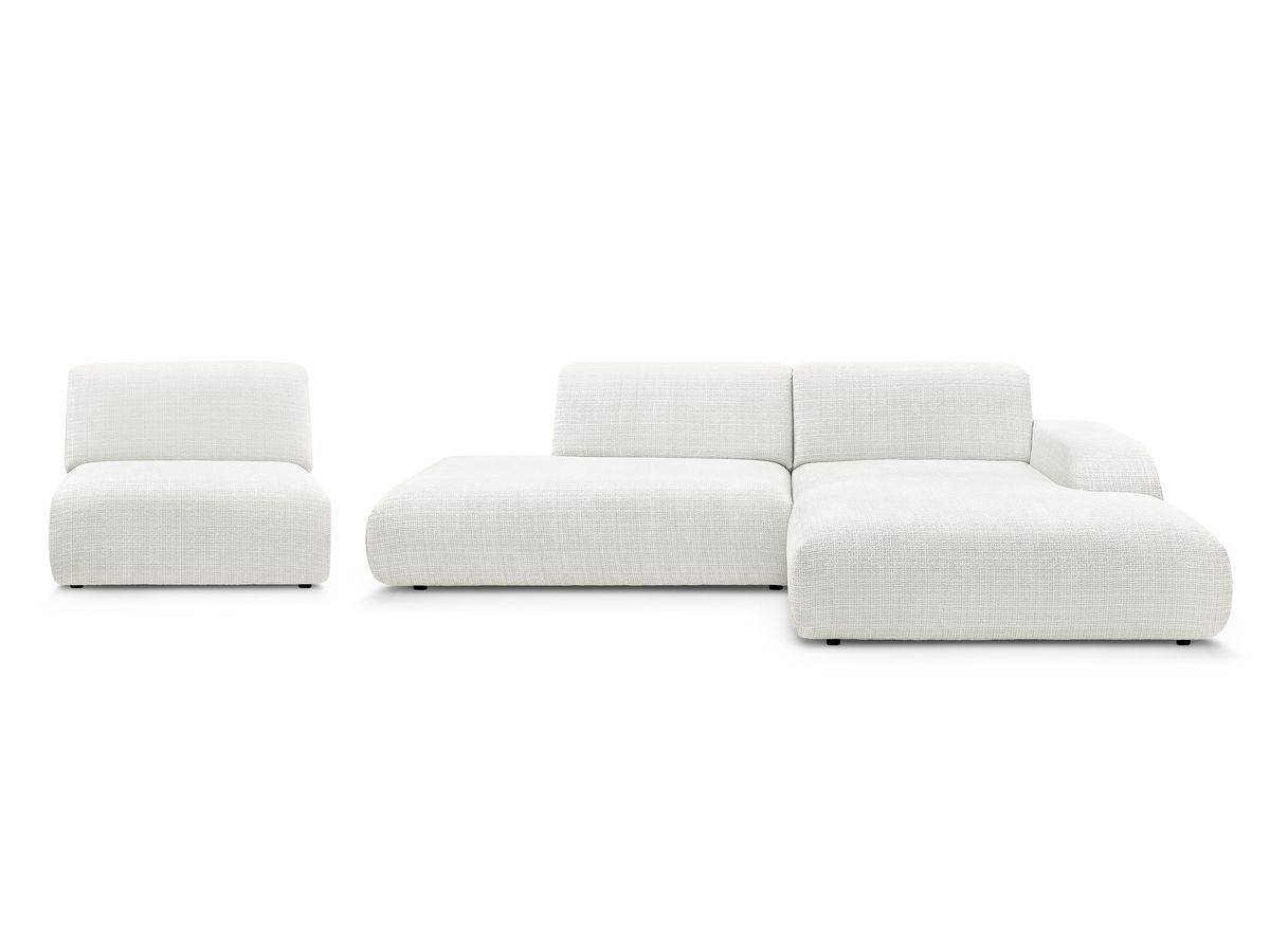 Canapé d'angle fixe modulable SIRIUS tissu texturé avec 1 chauffeuse