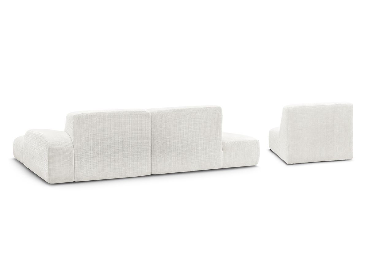Canapé d'angle fixe modulable SIRIUS tissu texturé avec 1 chauffeuse