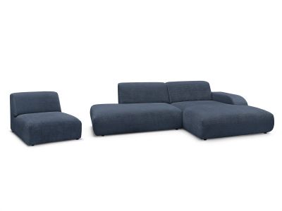 Canapé d'angle fixe modulable SIRIUS tissu texturé avec 1 chauffeuse