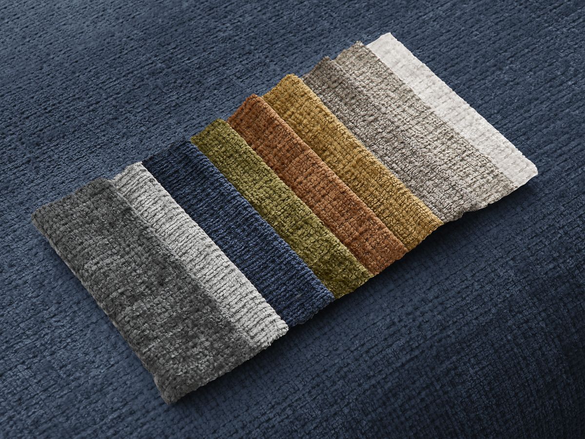 Canapé d'angle fixe modulable SIRIUS tissu texturé avec 1 chauffeuse