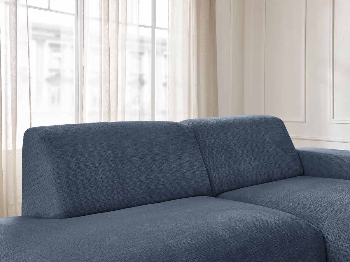Canapé d'angle fixe modulable SIRIUS tissu texturé avec 1 chauffeuse