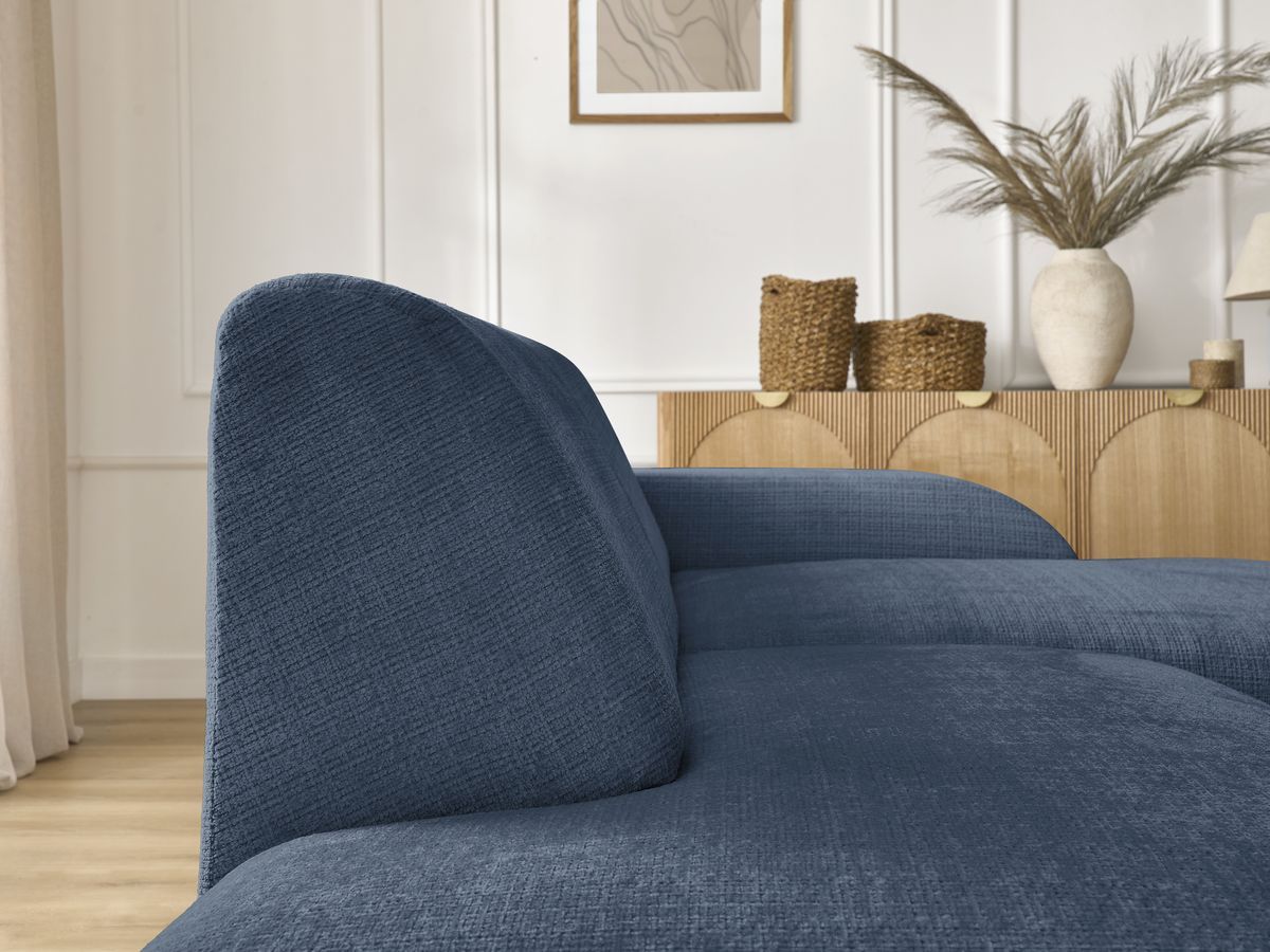 Canapé d'angle fixe modulable SIRIUS tissu texturé avec 1 chauffeuse