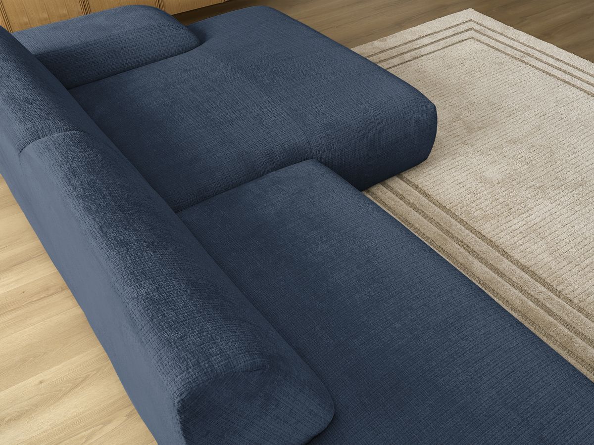 Canapé d'angle fixe modulable SIRIUS tissu texturé avec 1 chauffeuse