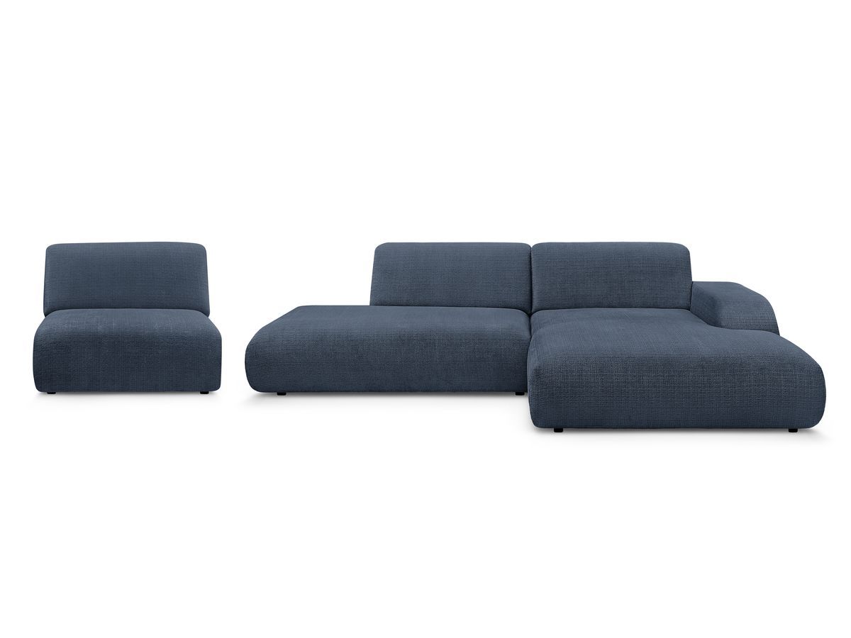 Canapé d'angle fixe modulable SIRIUS tissu texturé avec 1 chauffeuse