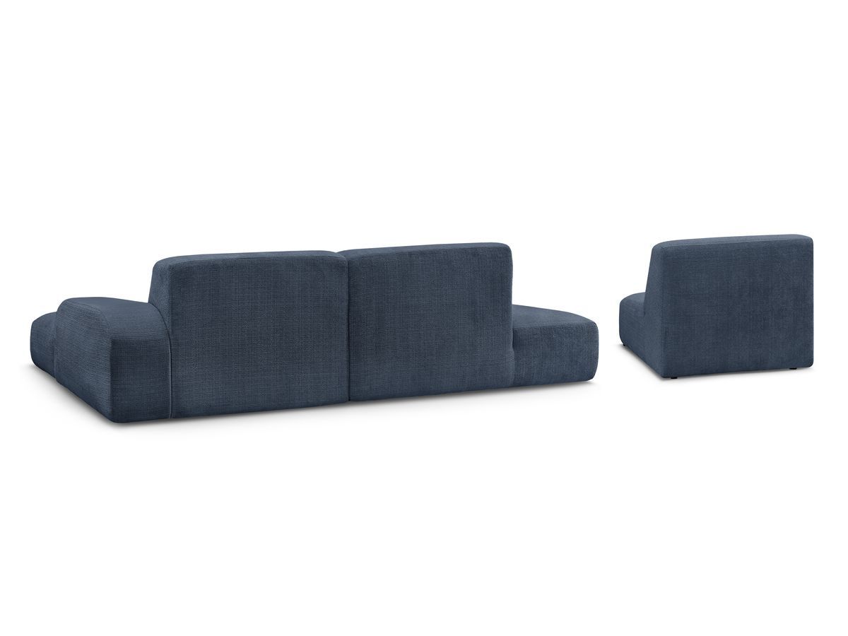 Canapé d'angle fixe modulable SIRIUS tissu texturé avec 1 chauffeuse