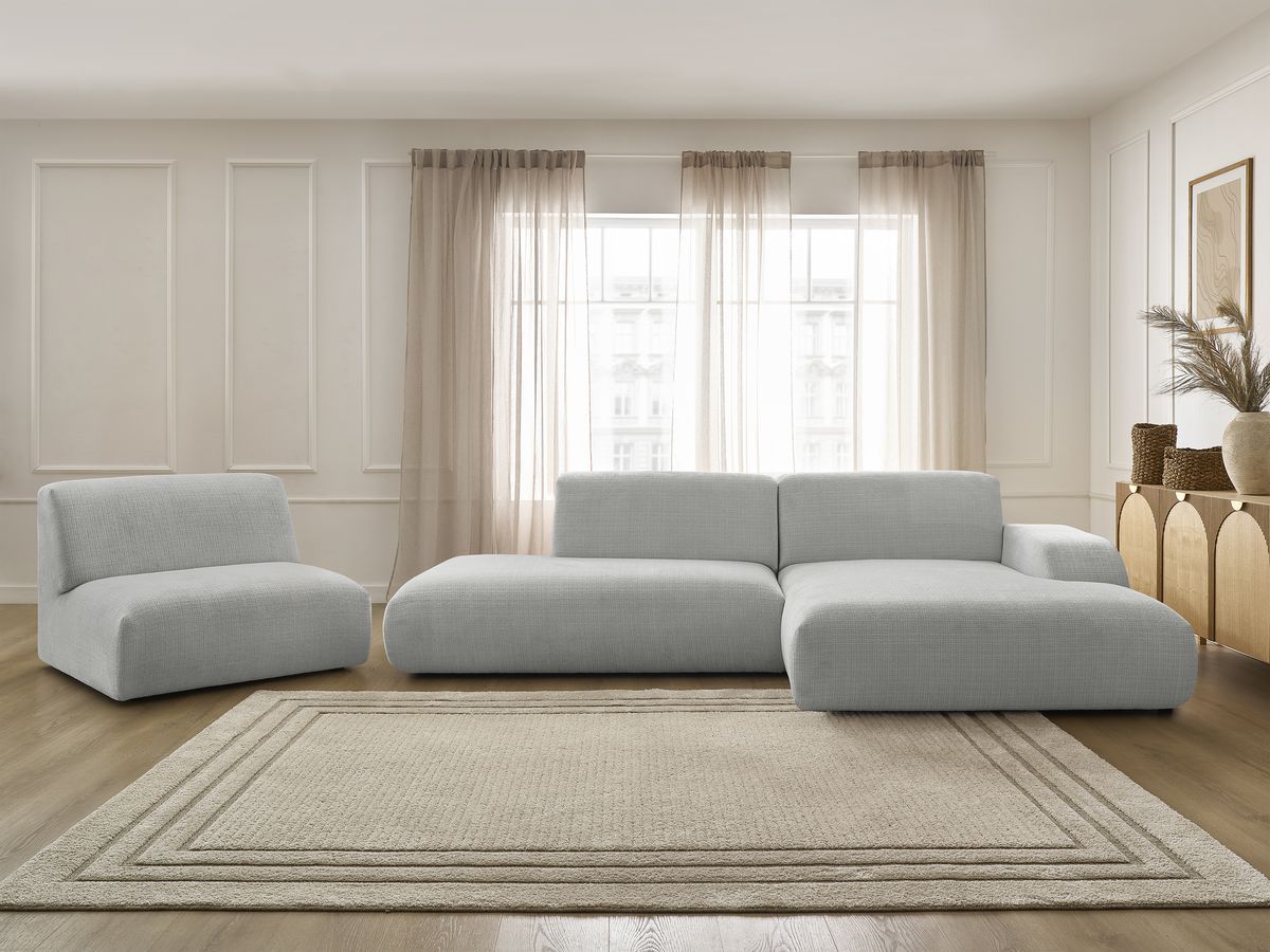 Canapé d'angle modulable SIRIUS texturé gris clair 4 places — vue 5