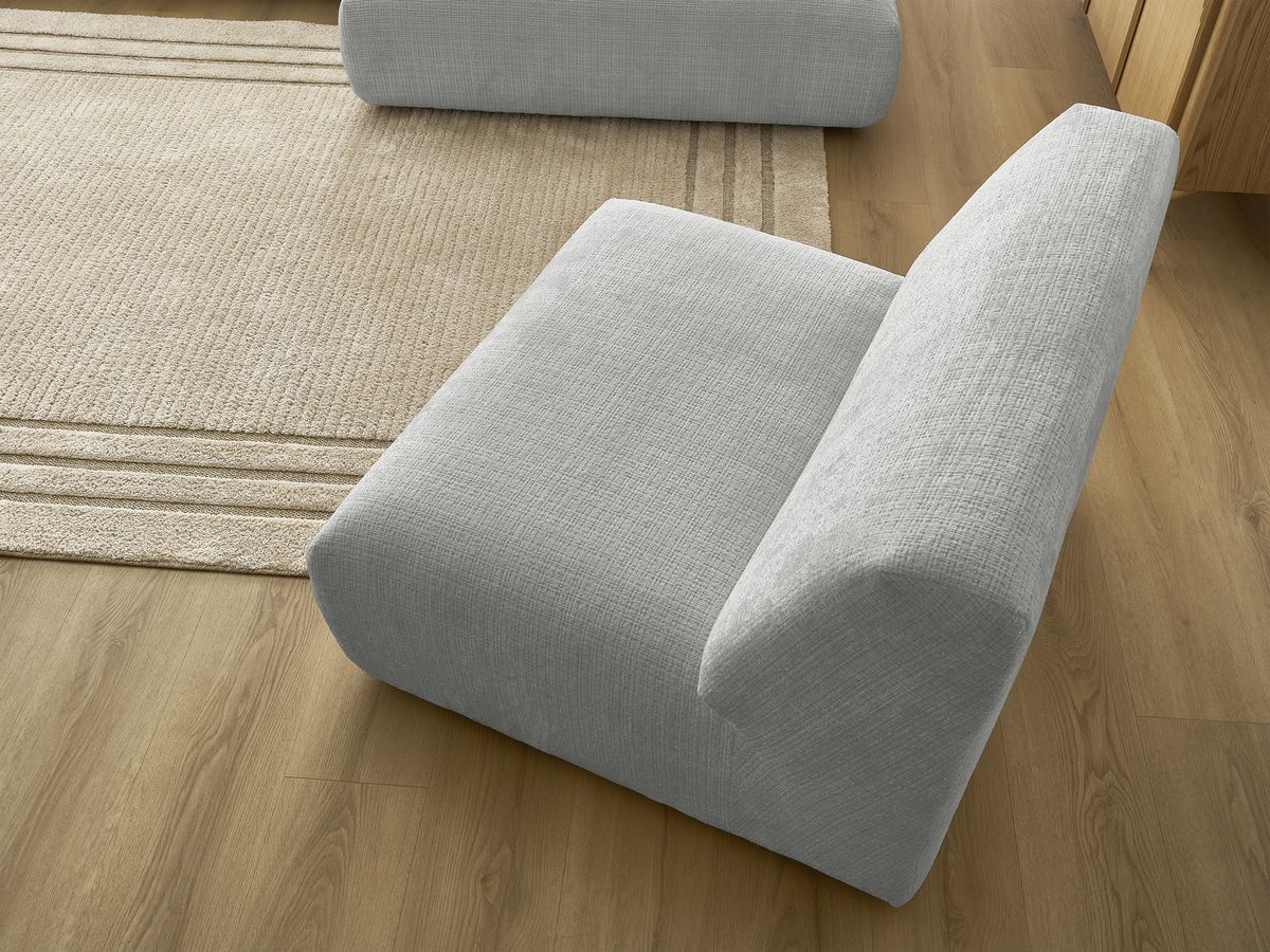 Canapé d'angle fixe modulable SIRIUS tissu texturé avec 1 chauffeuse
