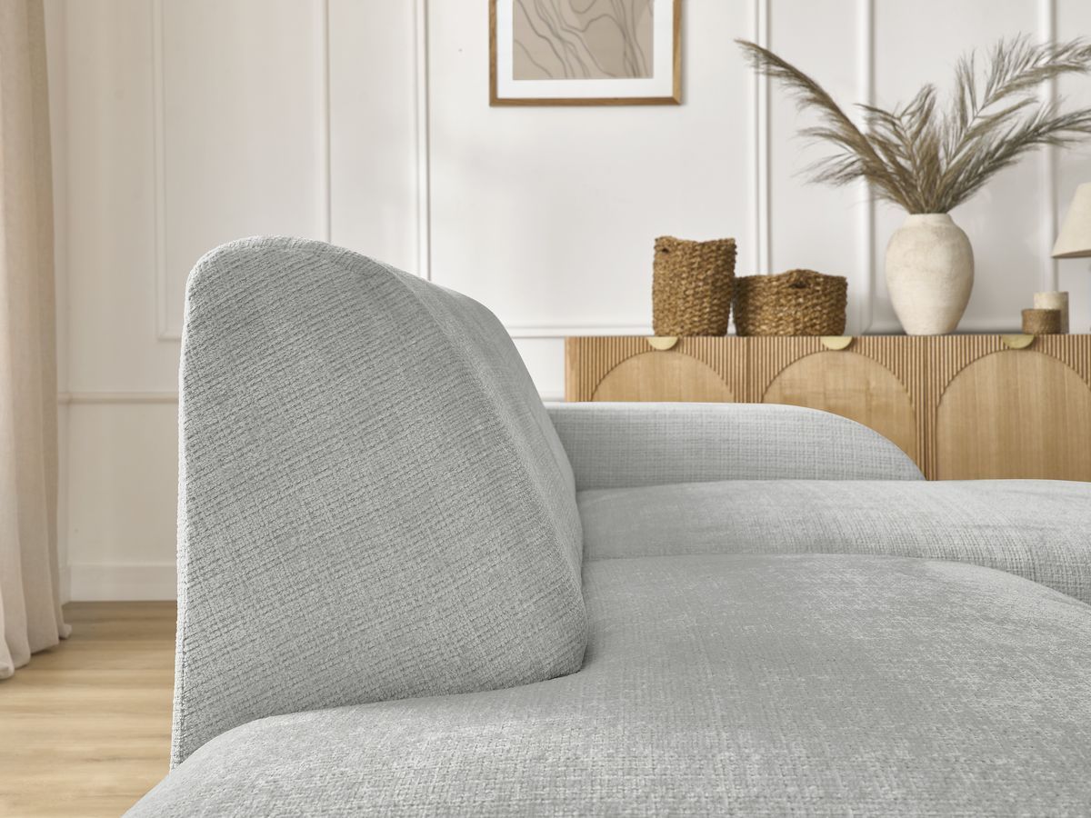 Canapé d'angle fixe modulable SIRIUS tissu texturé avec 1 chauffeuse