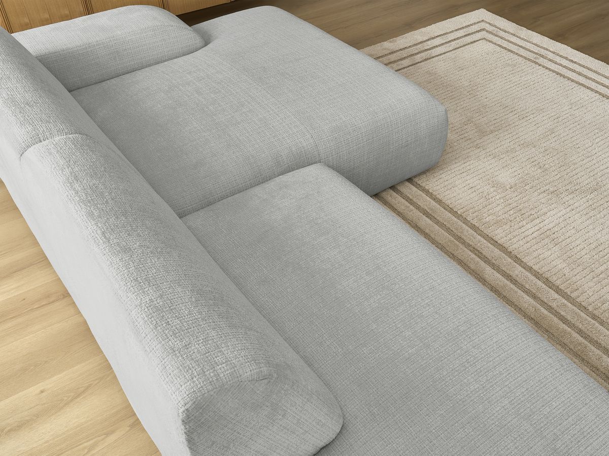 Canapé d'angle fixe modulable SIRIUS tissu texturé avec 1 chauffeuse