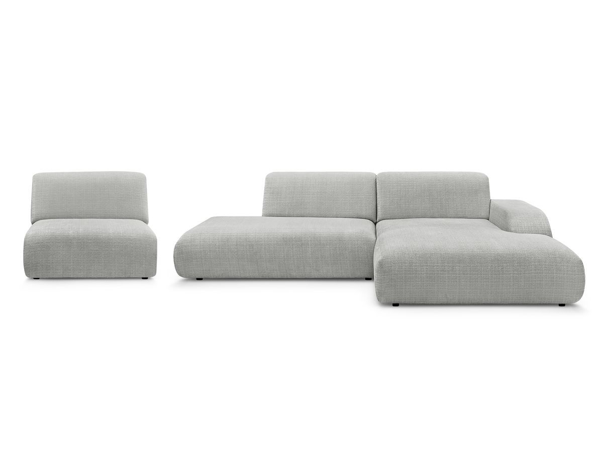 Canapé d'angle fixe modulable SIRIUS tissu texturé avec 1 chauffeuse