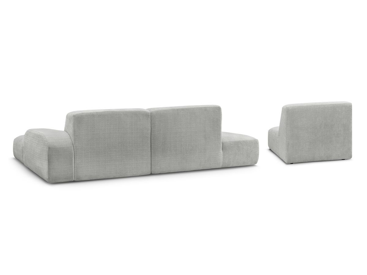 Canapé d'angle fixe modulable SIRIUS tissu texturé avec 1 chauffeuse