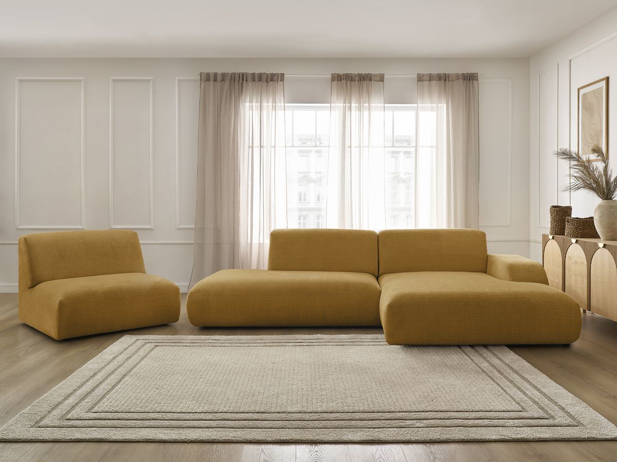 Canapé d'angle modulable SIRIUS texturé jaune 4 places — vue 5