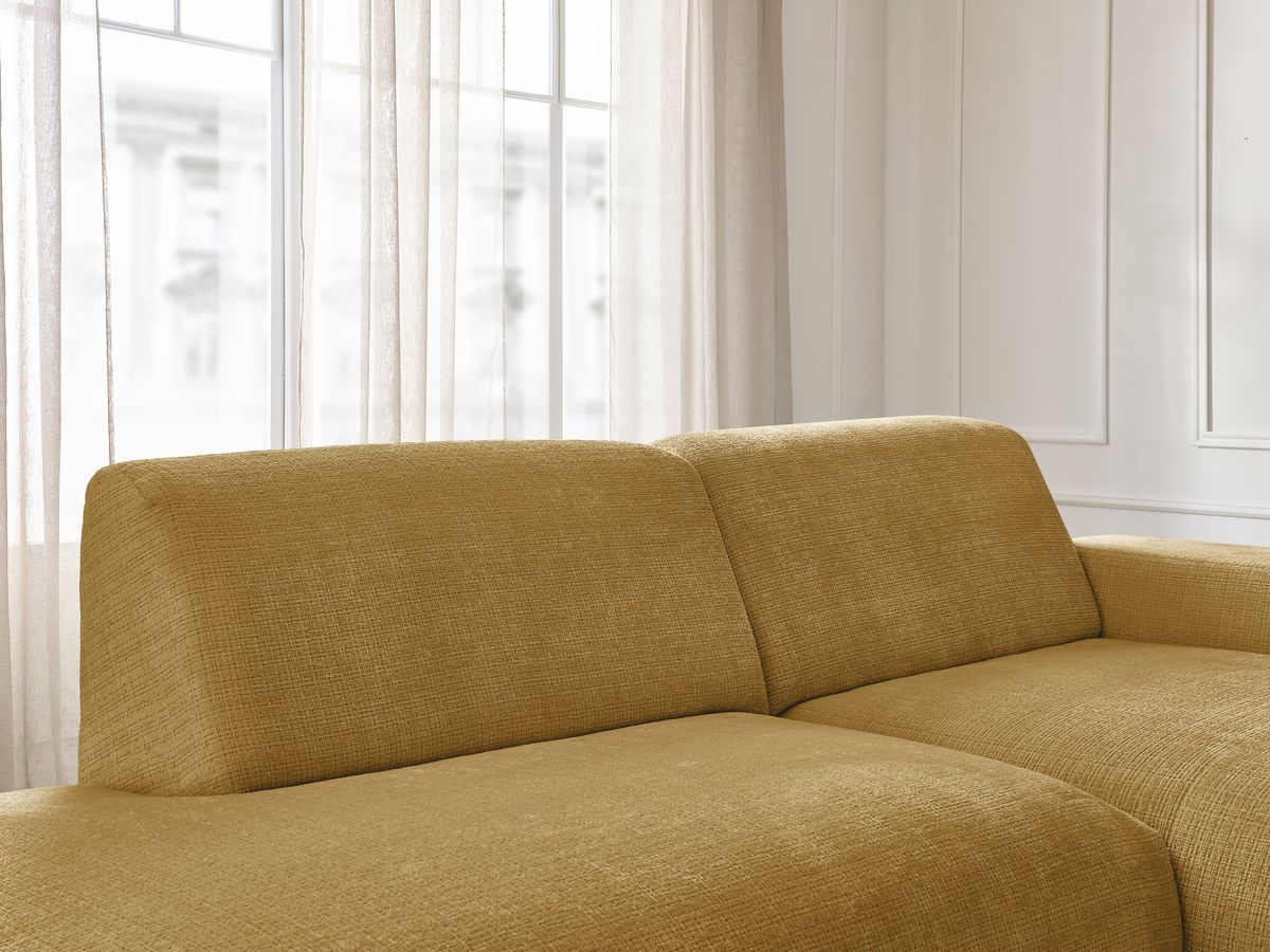 Canapé d'angle fixe modulable SIRIUS tissu texturé avec 1 chauffeuse