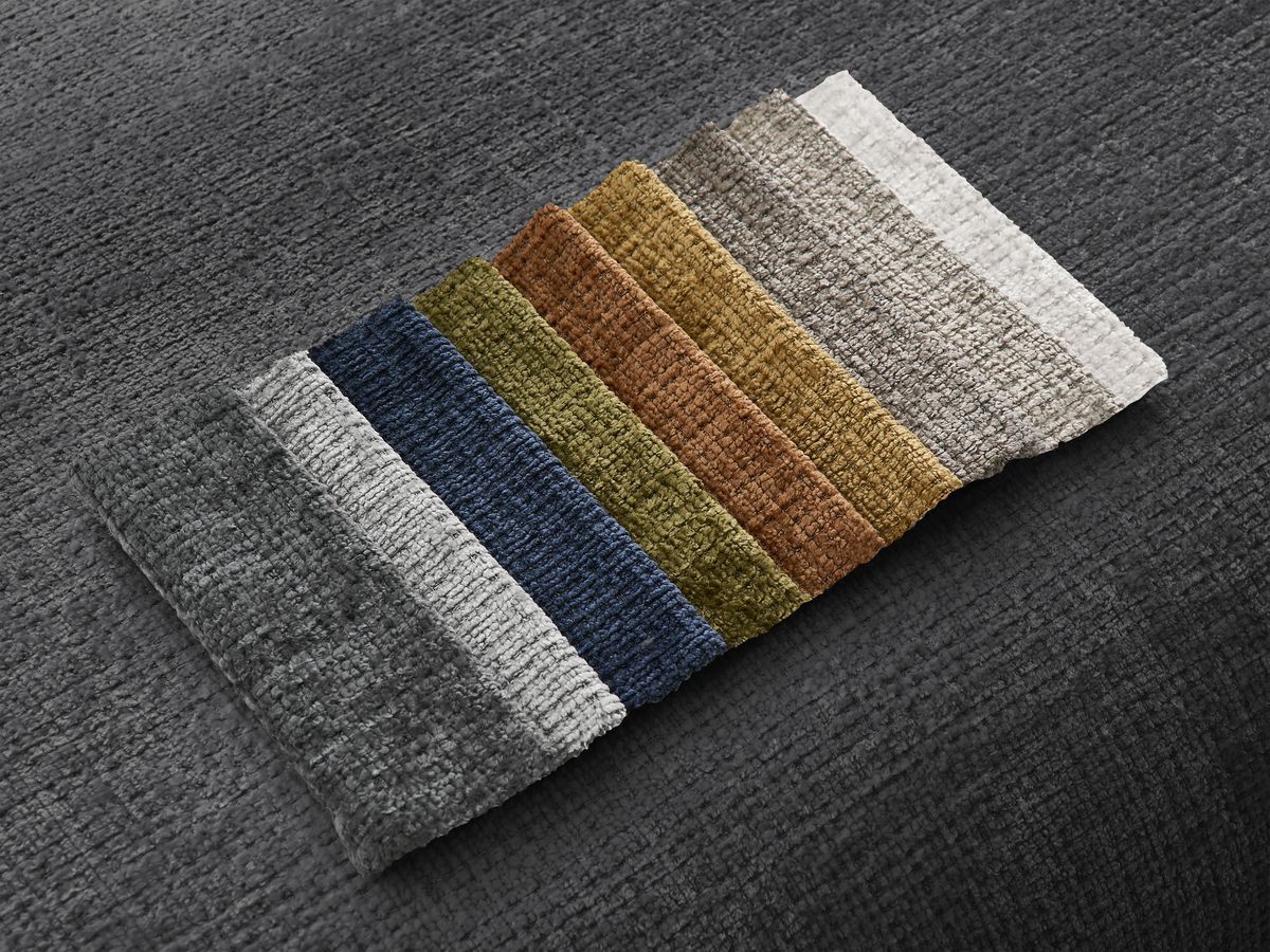 Canapé d'angle fixe modulable SIRIUS tissu texturé avec 1 chauffeuse