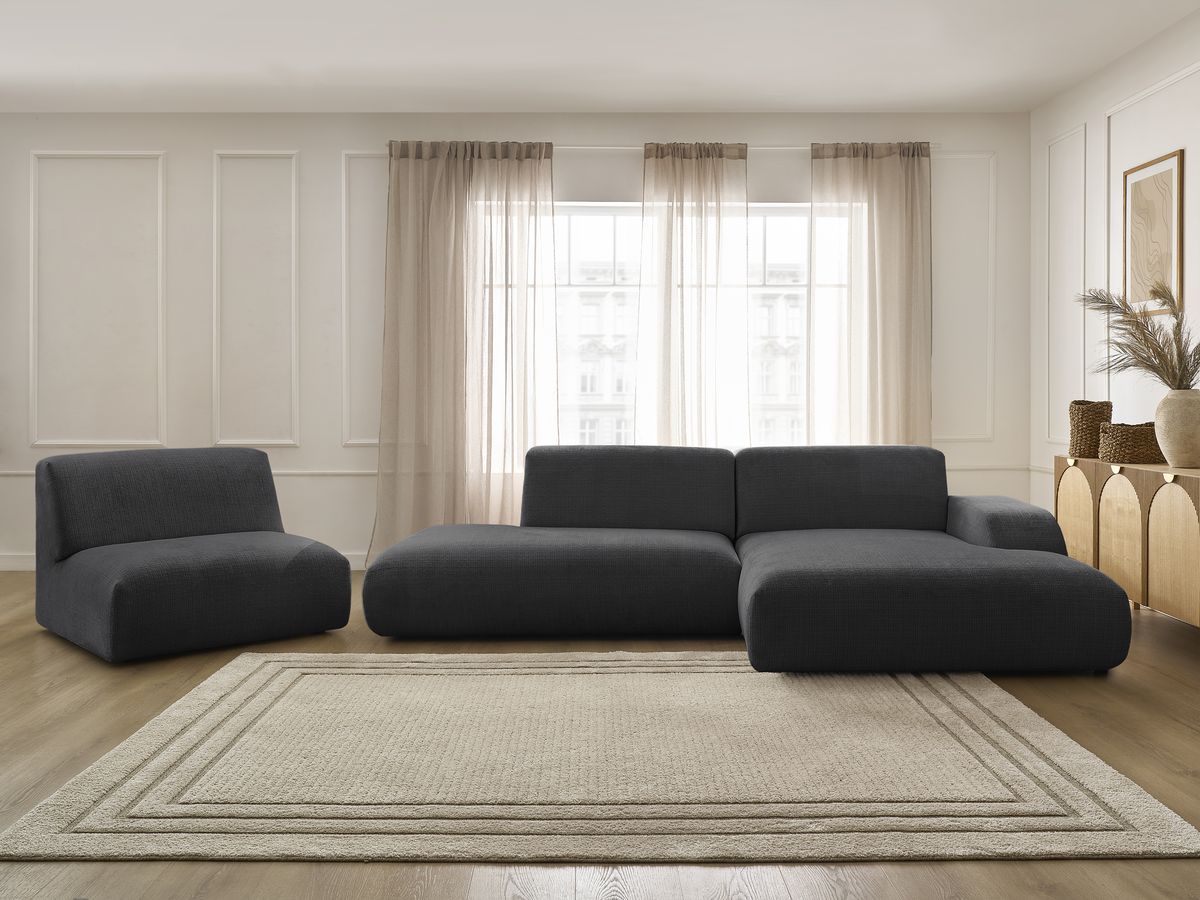 Canapé d'angle modulable SIRIUS texturé noir 4 places — vue 5