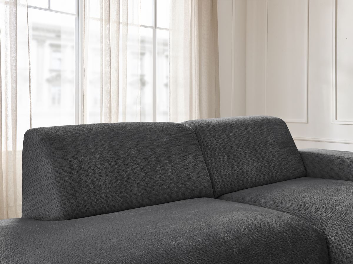 Canapé d'angle fixe modulable SIRIUS tissu texturé avec 1 chauffeuse