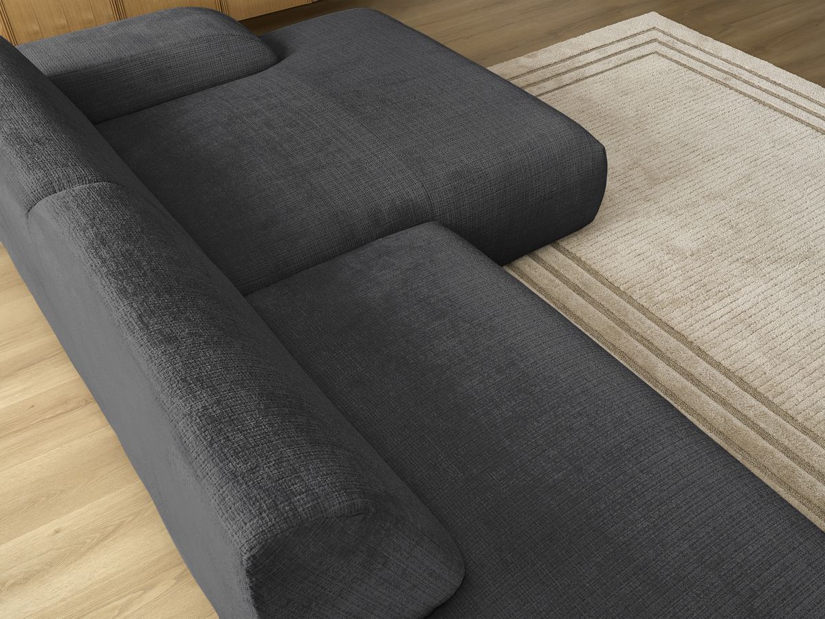 Canapé d'angle fixe modulable SIRIUS tissu texturé avec 1 chauffeuse